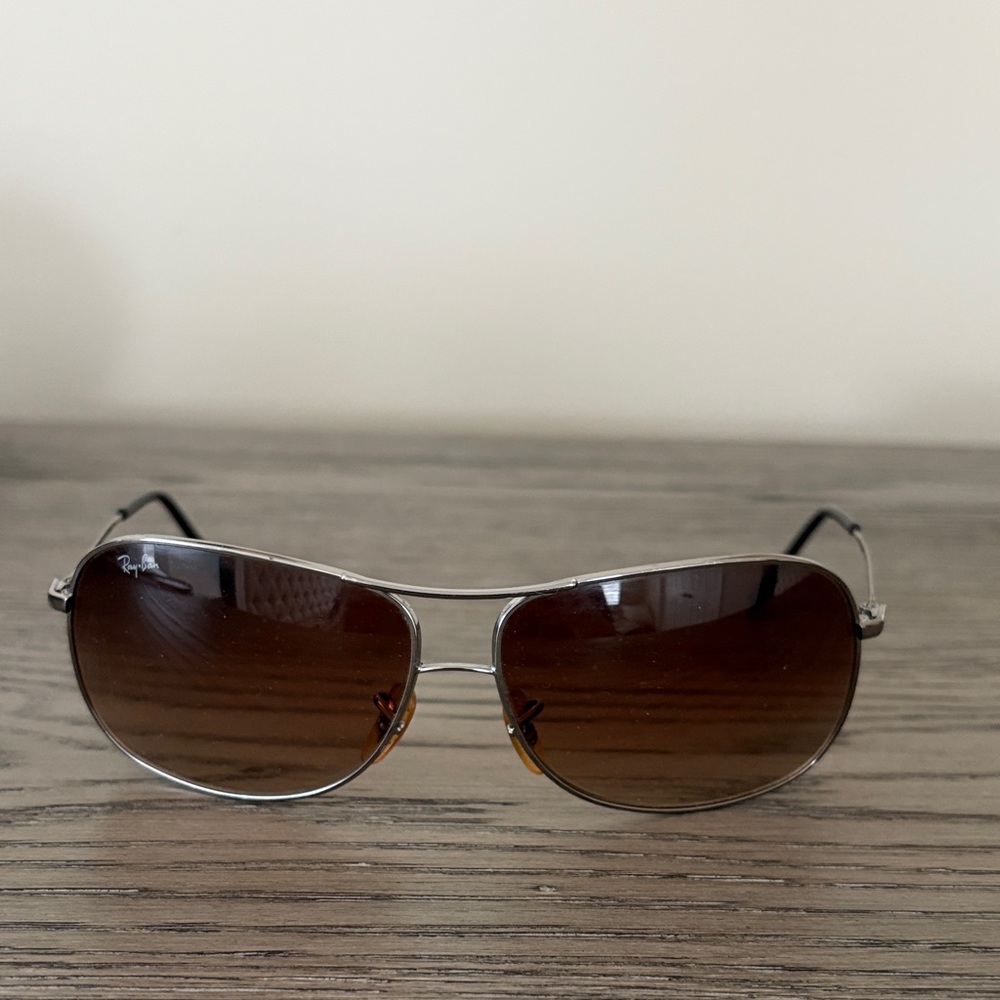 Ray-Ban Silver Frame Sunglasses with Brown Gradient Lenses